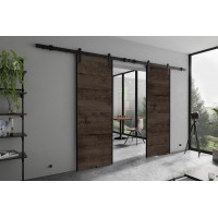 Dubultās bīdāmās durvis AURA DUO Loft R, tumšais ozols